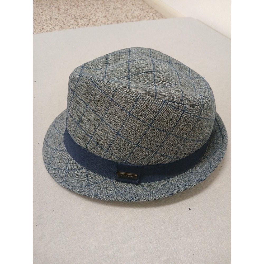Biltmore 1917 Fedora Trilby Hat Blue Plaid Check Medium Paisley Lined